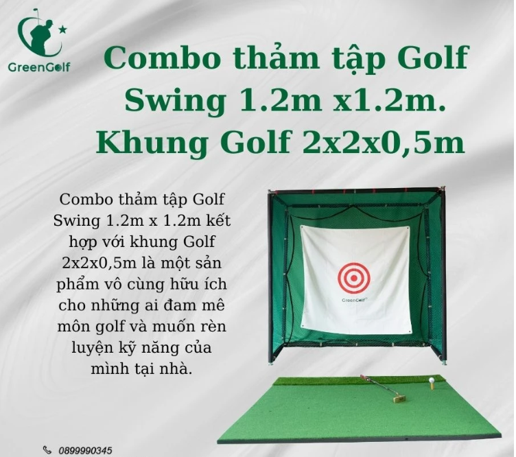 CBKL4.2 - COMBO KHUNG GOLF 2X2X0,5M THẢM TẬP GOLF SWING 1.2M X1.2M