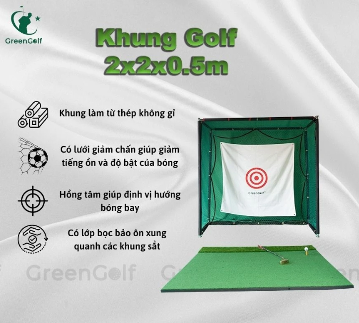 CBKL4.2 - COMBO KHUNG GOLF 2X2X0,5M THẢM TẬP GOLF SWING 1.2M X1.2M