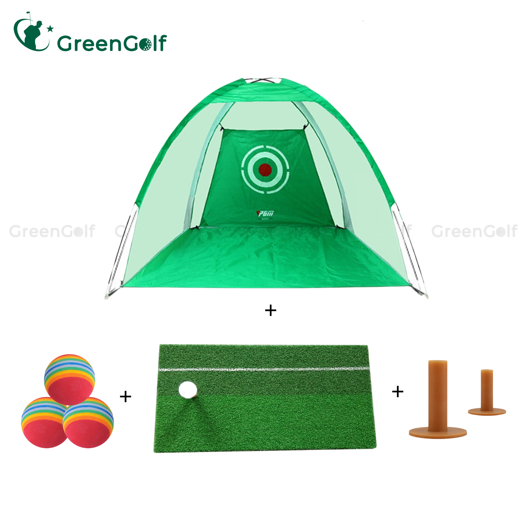 Combo Lều Tập Golf 1,4m x 2m + Thảm Tập Swing 0.3x0.6m + Tặng Kèm 3 Bóng Xốp Chơi Kỹ Thuật + 2 Tee
