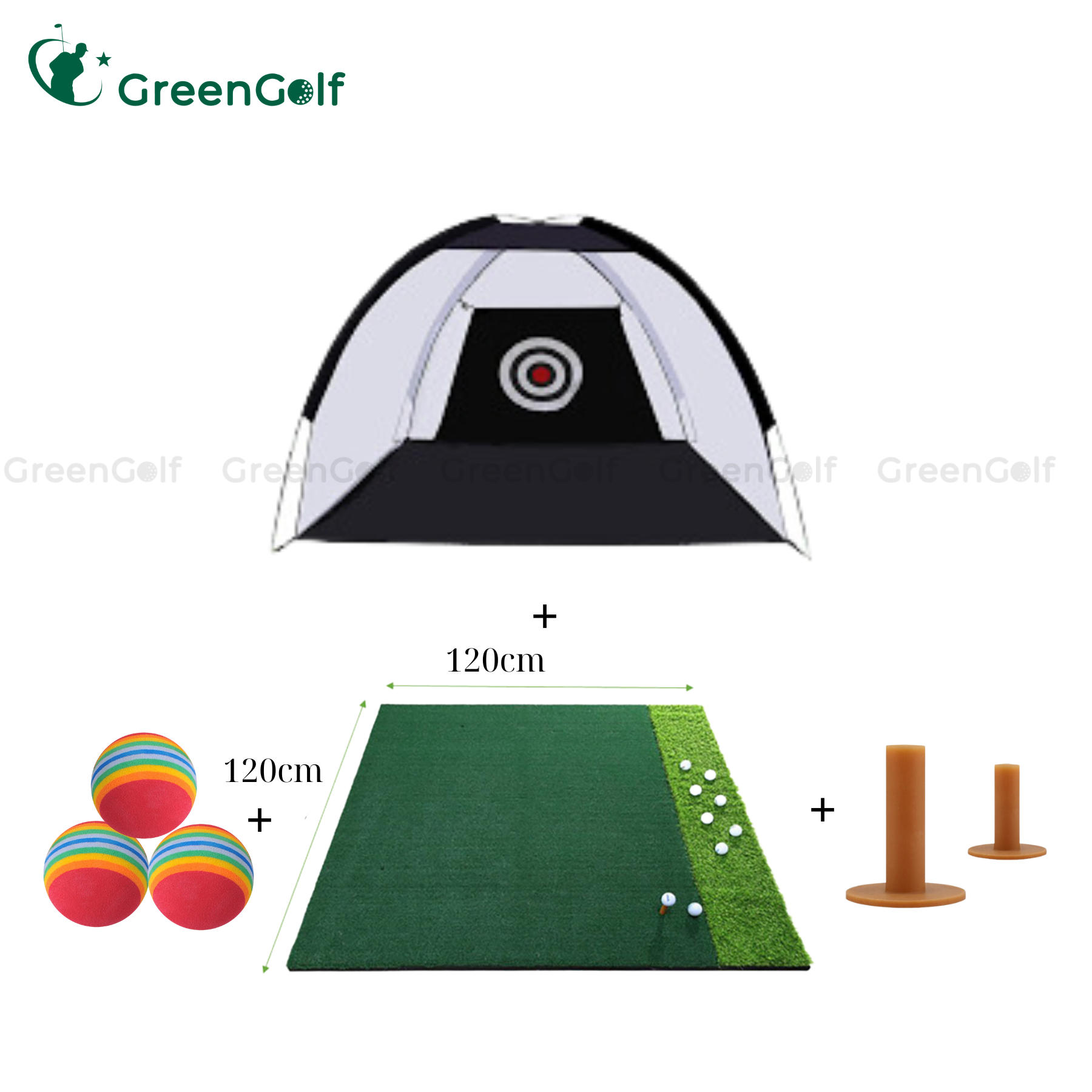 Combo Lều Tập Golf 1.4x2m + Thảm Tập Swing 1.2x1.2m + Tặng Kèm 3 Bóng Xốp Chơi Kỹ Thuật + 2 Tee