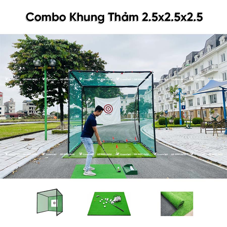 Combo Khung 2.5x2.5x2.5 + Thảm Swing 1.5mx 1.5m + Thảm cỏ 2,5x2,5 - CBKL6.5