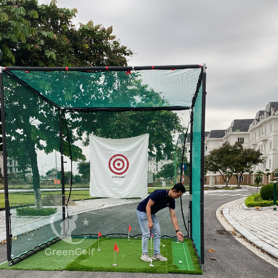 Combo Khung 2,5x2,5x2,5 + Thảm Swing 1,5x1,5 + Giỏ chip xanh + Put 1.2x2.5 + Thảm cỏ nhân tạo 2,5x2,5 + Khay cao su + 25 bóng - CBKL11.2
