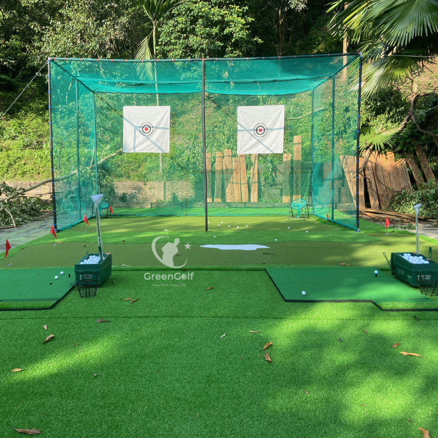 Combo 2 line 8mx4mx4m + máy nhả bóng tự động + thảm put chip swing 8mx8m + thảm cỏ + thảm swing + bóng _CBKL90