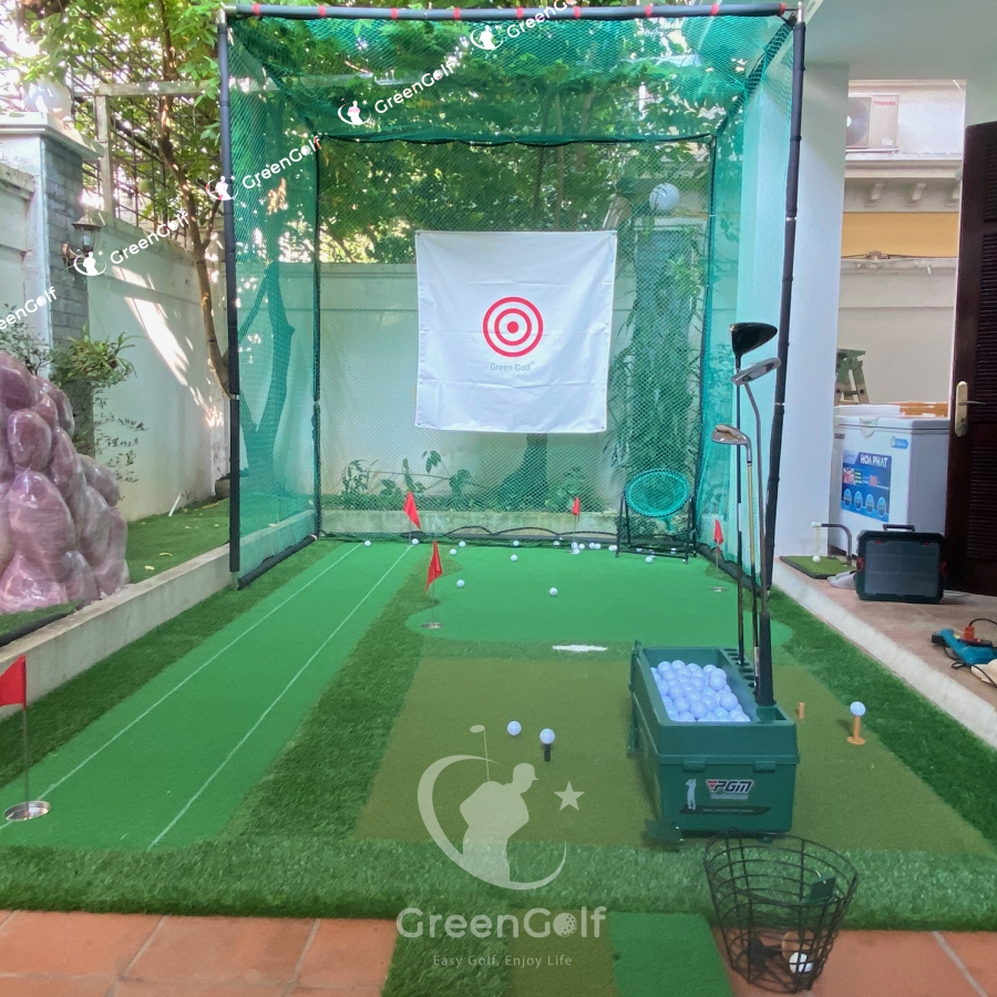 ComBo Khung Golf 3mx3mx3m, Thảm 3m x 5m, Máy nhả bóng PGM_CBKL20