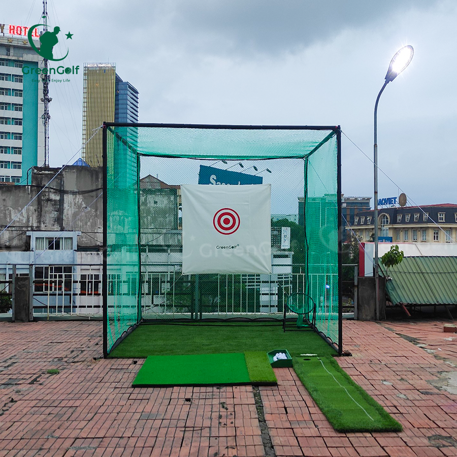 Combo Khung Tập Golf 3x3x3 + Thảm Swing 1m2 x 1m2 + Thảm Put 0.75m x 3m +  Máy nhả  bóng + Thảm Cỏ Nhân Tạo 3m x 3m - CBKL11
