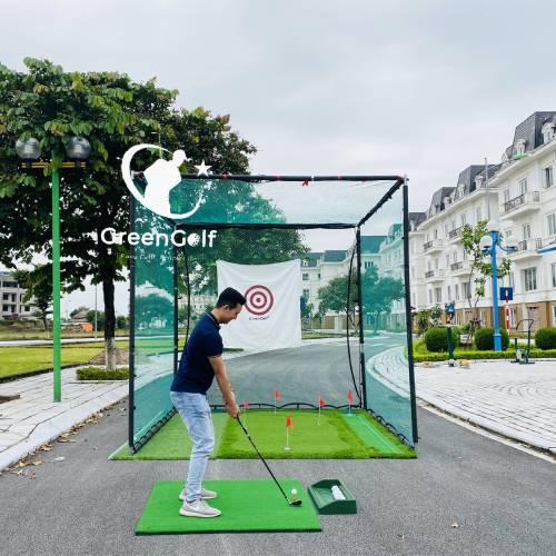Combo Khung Tập Golf 3x3x1 + Thảm Swing 1.5x1.5 +  Thảm Cỏ 3 x 2m + Khay Đựng Bóng Chất Liệu Nhựa + 25 Bóng Mới - CBKL8.3