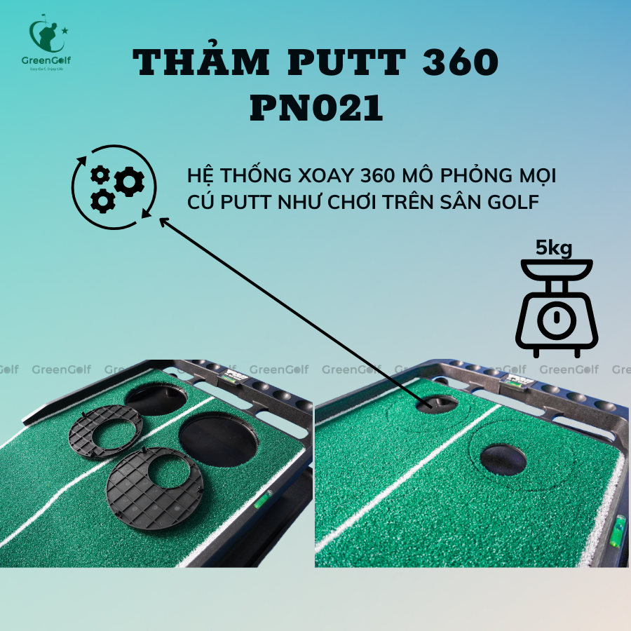 Thảm Tập Golf Putt 360 - Trải Nhiệm Cú Putt Tuyệt Vời Ngay Tại Nhà Và Chinh Phục Mọi Sân Golf!