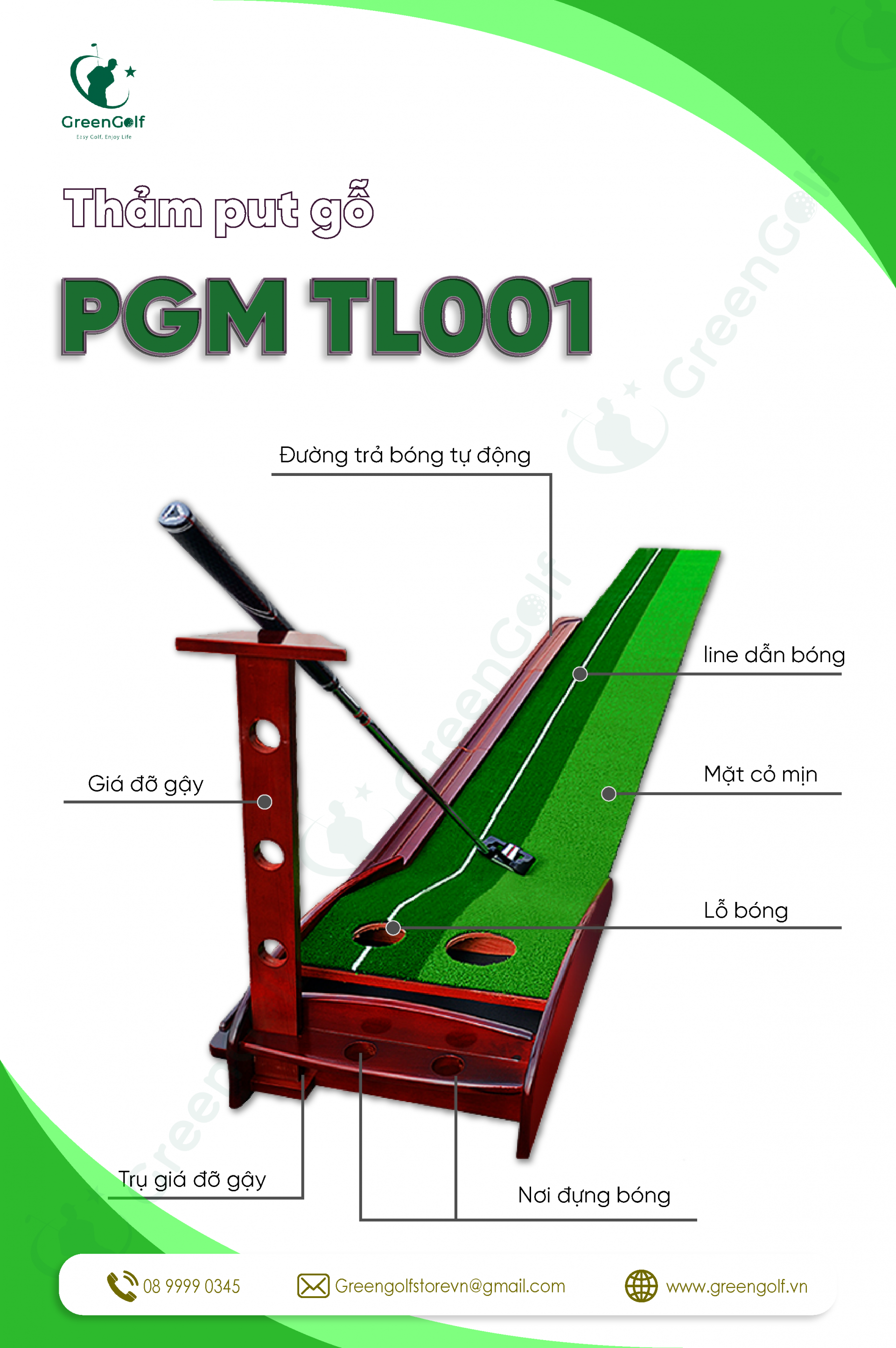 Thảm tập Golf Put gỗ