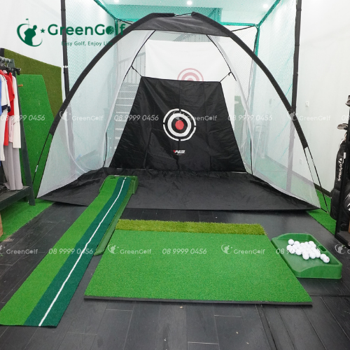Combo Lều Tập Golf 2X3m + Thảm Tập Swing 1.2X1.2m + Put nhựa + Khay bóng + 25 bóng golf trắng mới