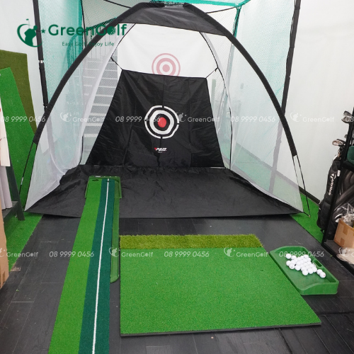 Combo Lều Tập Golf 2X3m + Thảm Tập Swing 1.2X1.2m + Put nhựa + Khay bóng + 25 bóng golf trắng mới
