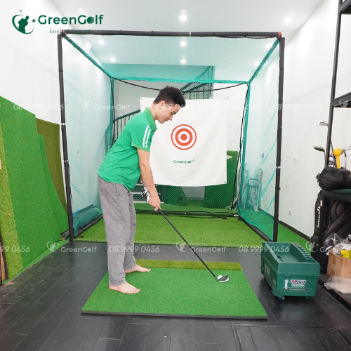 Combo khung golf 2.5x2.5 + Máy nhả bóng golf tự động + Thảm swing 1.2mx1.2m + 25 bóng _ CBKL10
