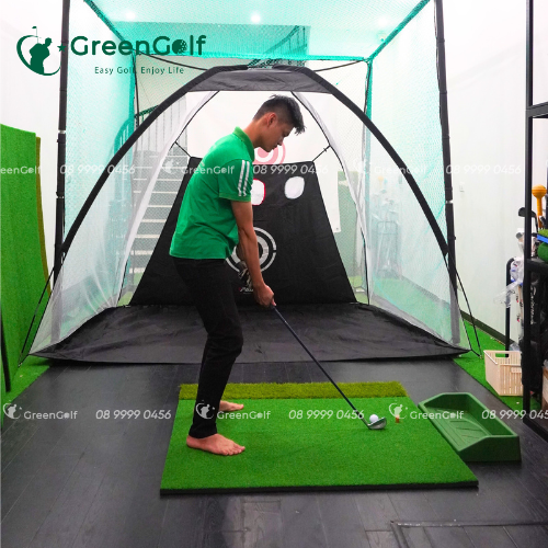 Combo Lều Tập Golf 2X3m + Thảm Tập Swing 1.2X1.2m + Khay bóng + 25 bóng golf trắng mới
