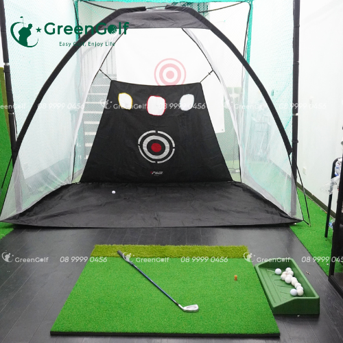 Combo Lều Tập Golf 2X3m + Thảm Tập Swing 1.2X1.2m + Khay bóng + 25 bóng golf trắng mới