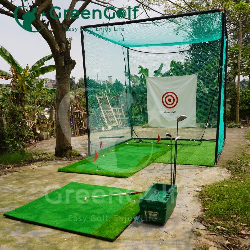 Combo Khung Tập Golf 3x3x3 + Thảm Swing 1,2x1,2m +  Thảm Put 1,5 x 3m + Máy Bóng  - CBKL11.5