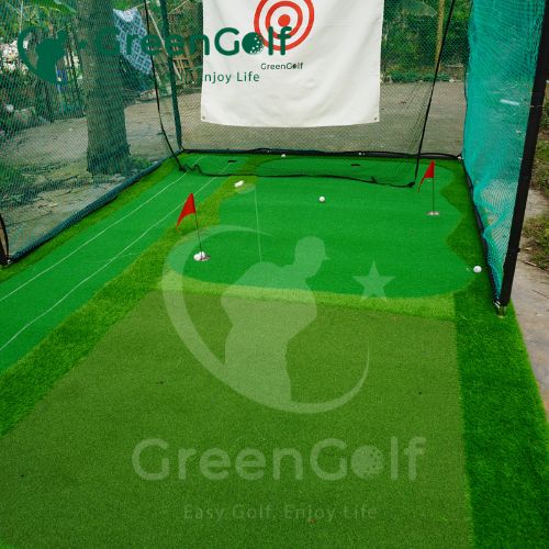Combo Khung Tập Golf KT 3x3x3m + Thảm Tập Golf 3x5m Ba Chức Năng Swing, Put, Chip Mẫu 3 Khoang